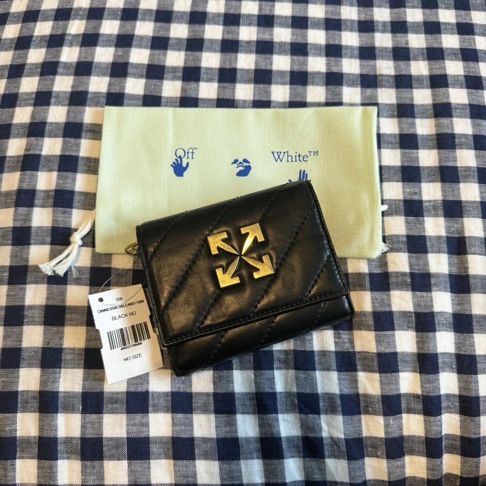 Authentic Off-White Jackhammer French Leather Black Wallet *NEW WITH FLAW* - Picture 8 of 11